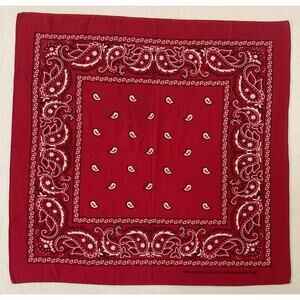 Vintage Red Paisley Bandana 100% Cotton Western Cowboy Handkerchief China Made